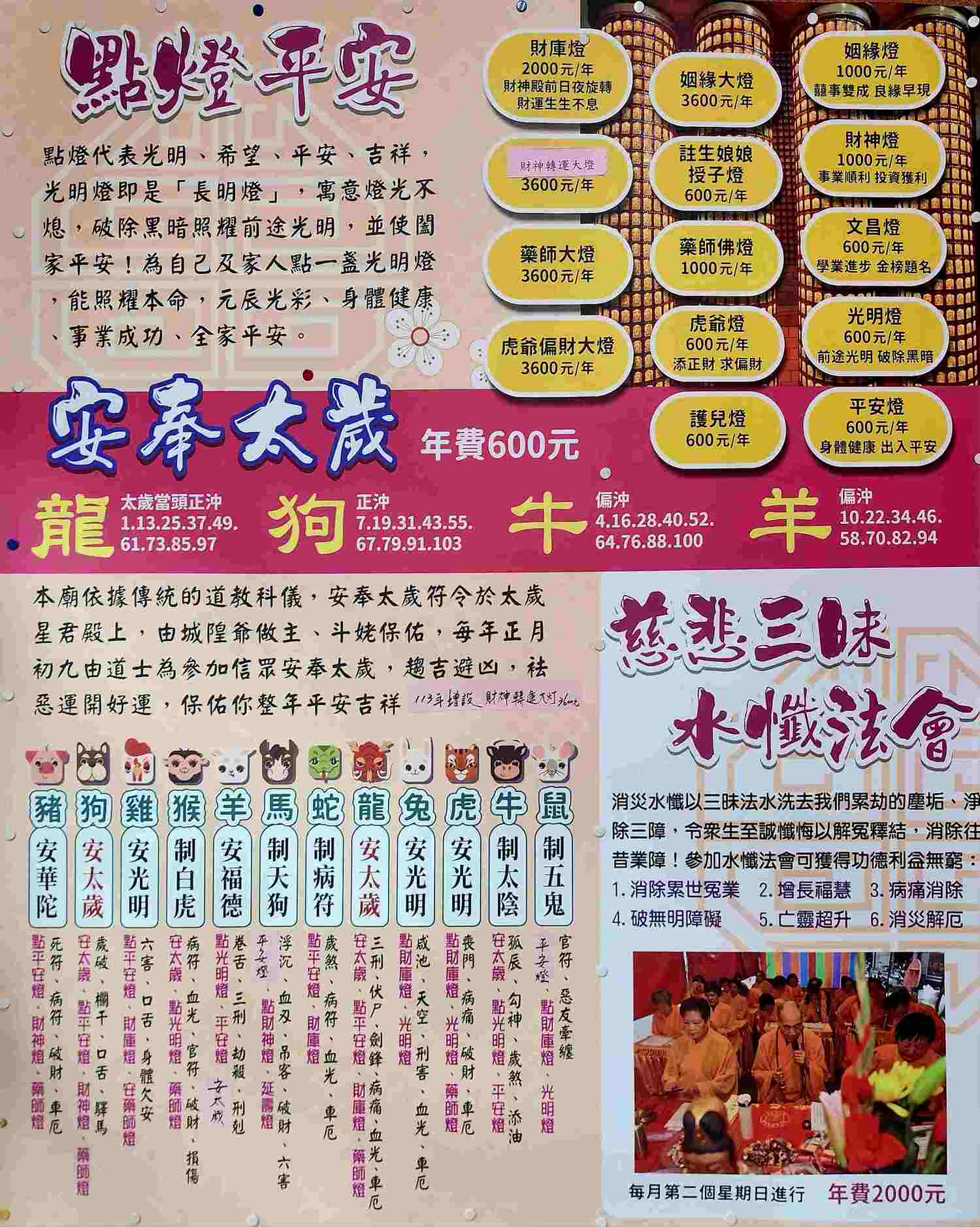 【宗教】113年甲辰 台北松山霞海城隍廟點燈費用