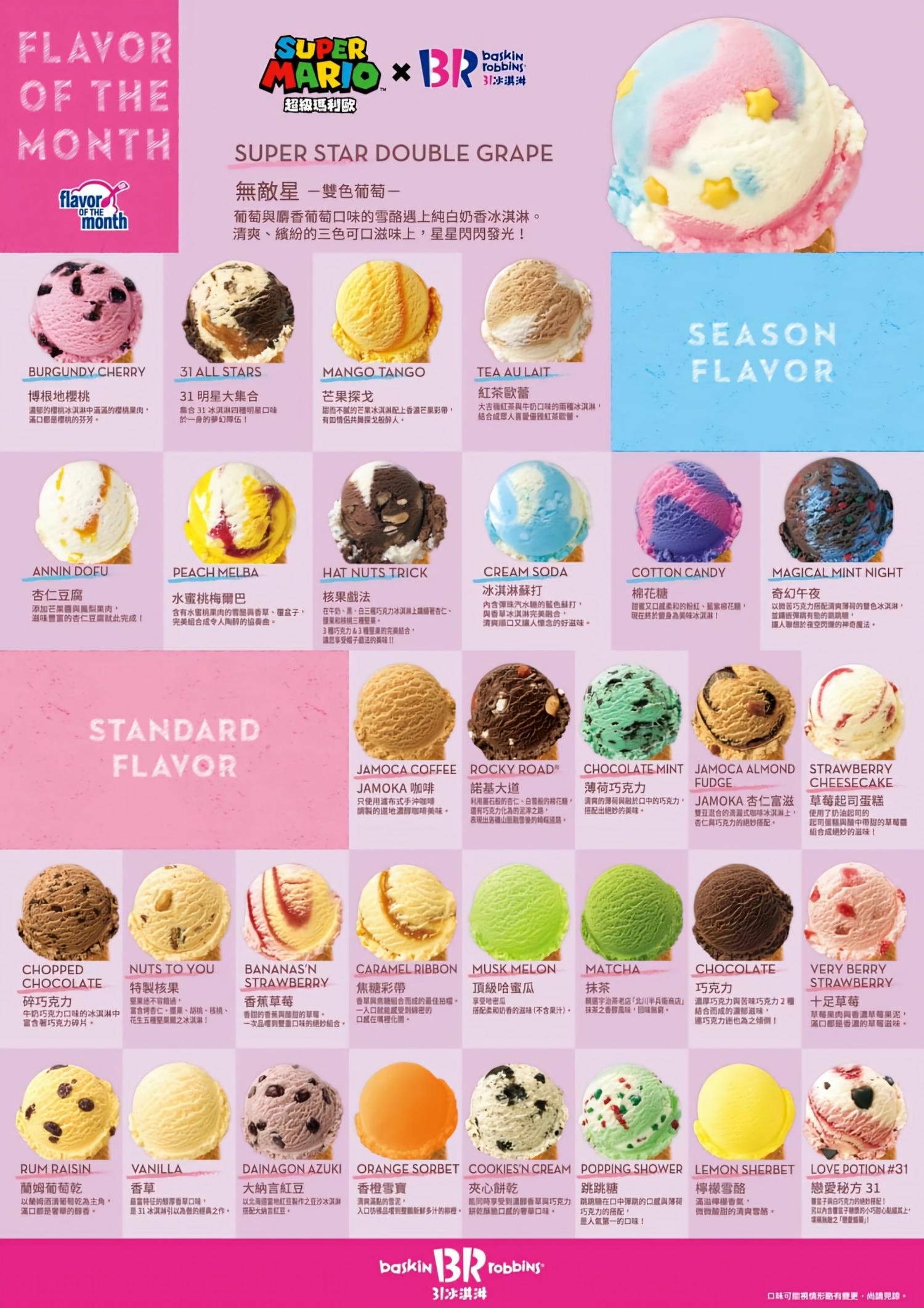 31冰淇淋菜單 2024年9、10月