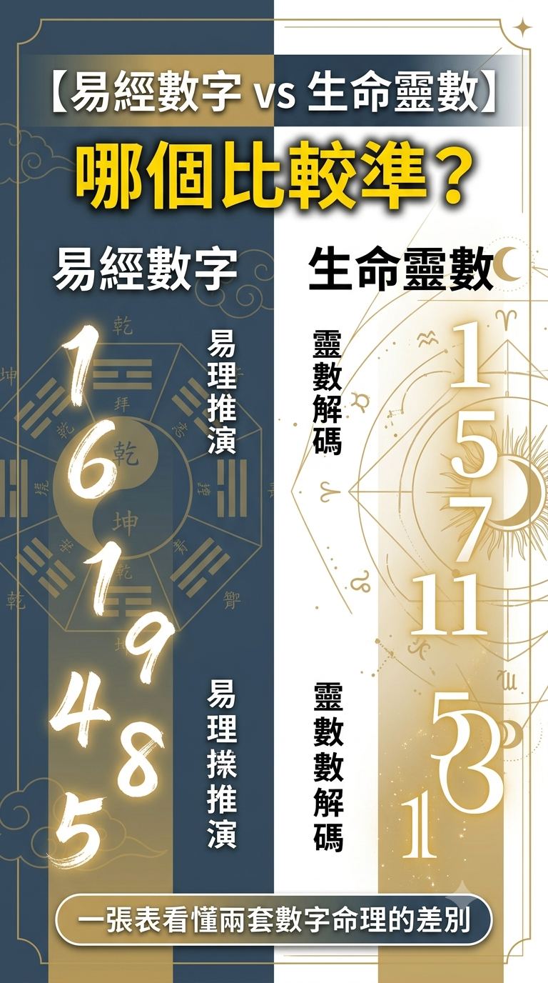 易經數字 vs 生命靈數】哪個比較準？一張表看懂兩套數字命理的差別