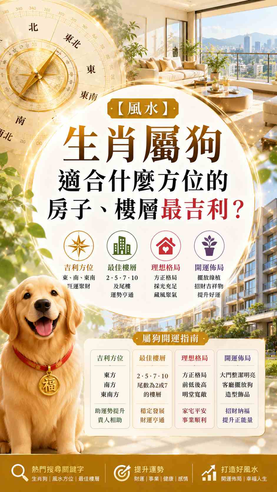 【風水】生肖屬狗適合什麼方位的房子、樓層最吉利？