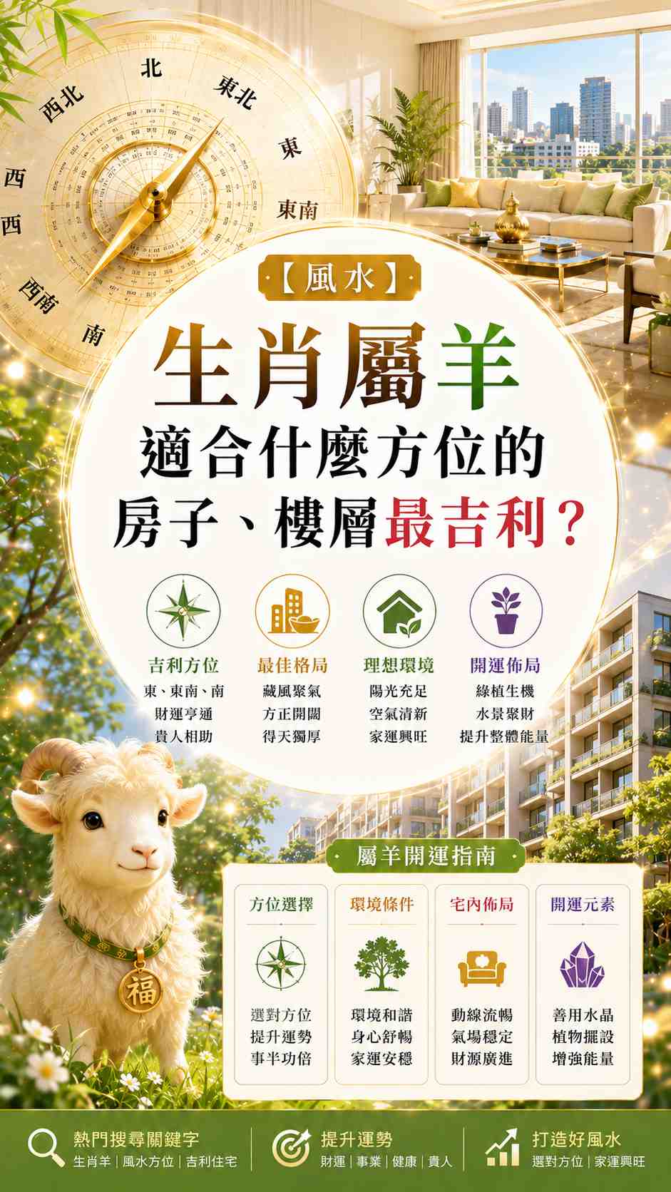 【風水】生肖屬羊適合什麼方位的房子、樓層最吉利？