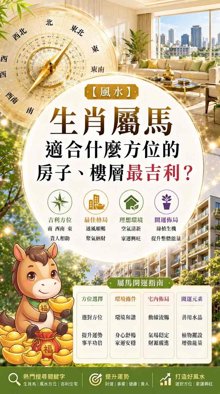 【風水】生肖屬馬適合什麼方位的房子、樓層最吉利？