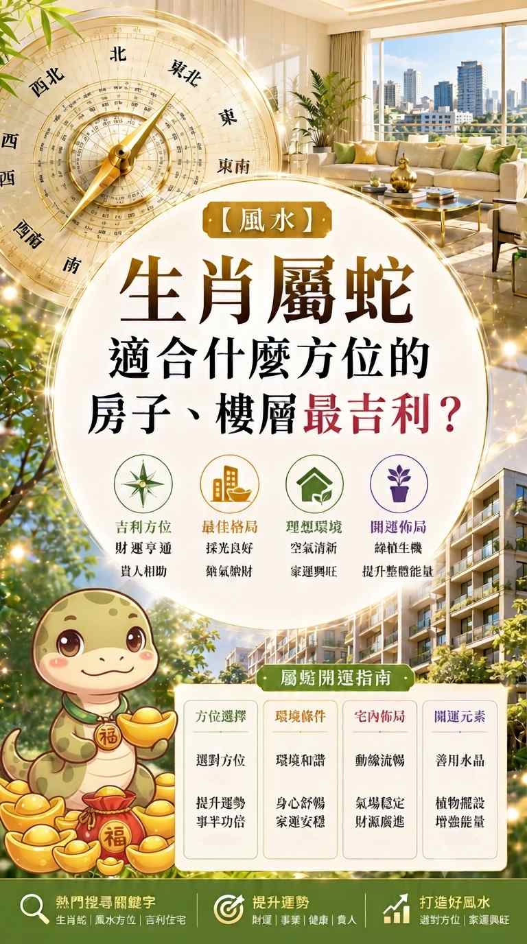 【風水】生肖屬蛇適合什麼方位的房子、樓層最吉利？