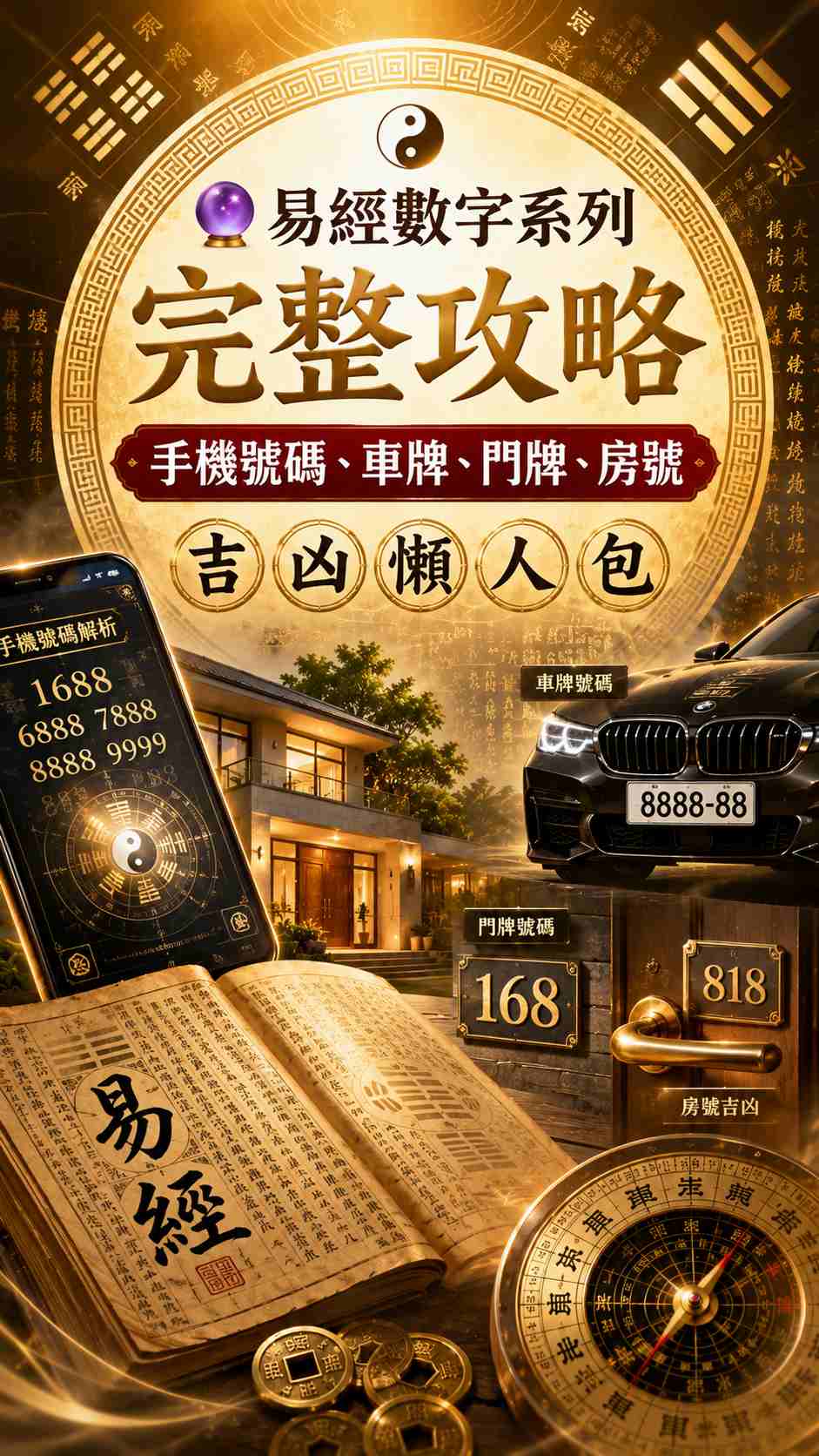 🔮 易經數字系列完整攻略｜手機號碼、車牌、門牌、房號吉凶懶人包