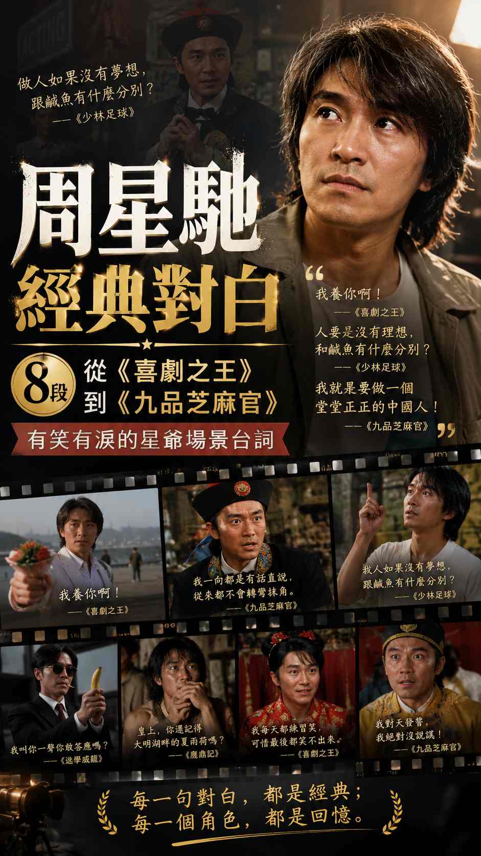 周星馳經典對白｜8 段從《喜劇之王》到《九品芝麻官》，有笑有淚的星爺場景台詞