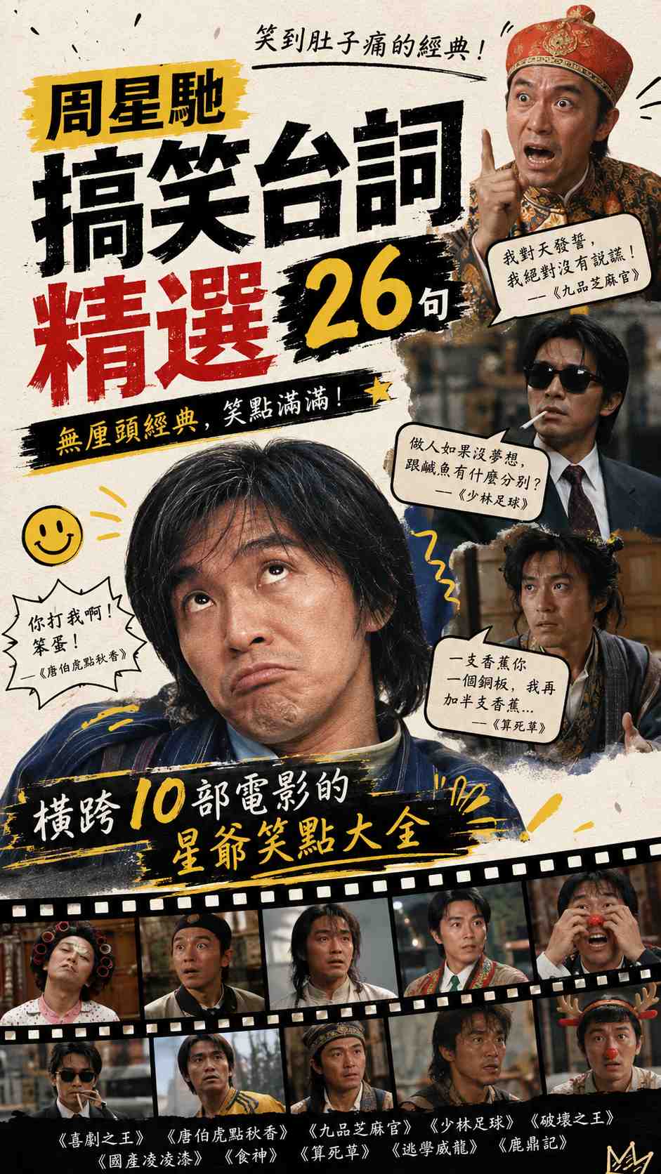 周星馳搞笑台詞精選｜26 句無厘頭經典，橫跨 10 部電影的星爺笑點大全