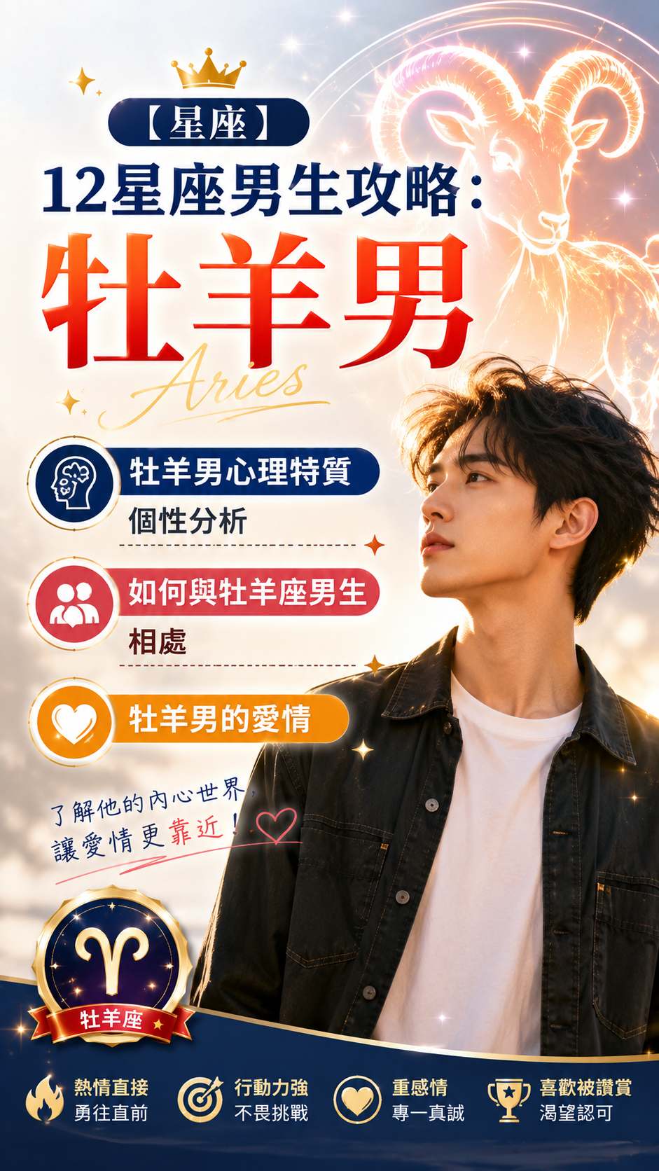 【星座】12星座男生攻略：牡羊男心理特質個性分析、如何與牡羊座男生相處、牡羊男的愛情