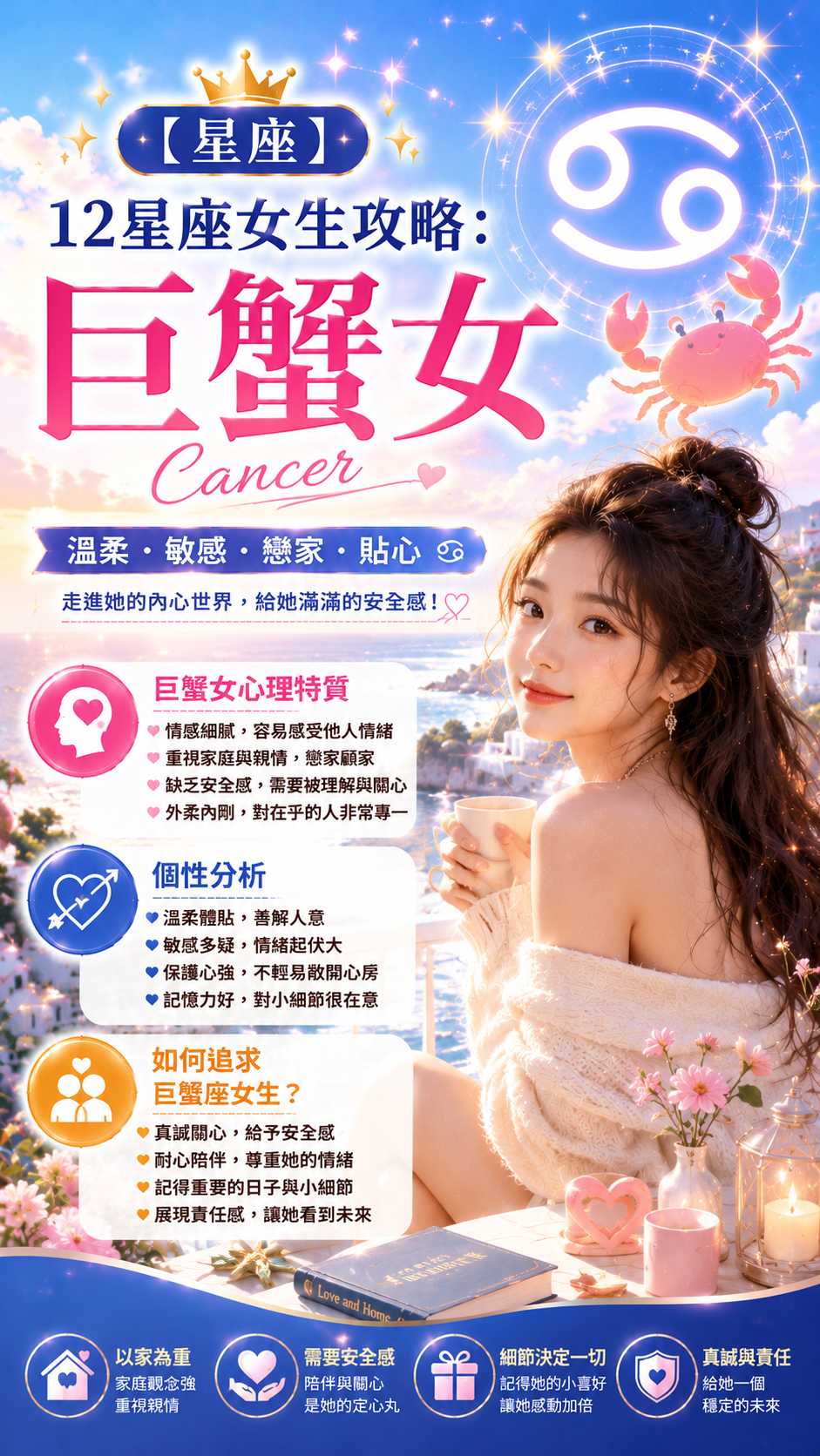 【星座】12星座女生攻略：巨蟹女心理特質個性分析 | 如何追求巨蟹座女生？