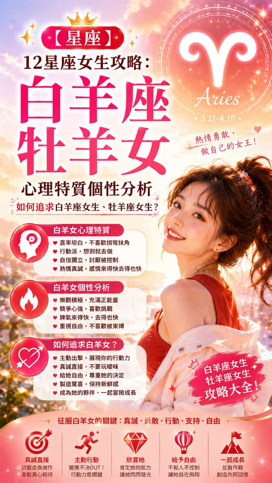 【星座】12星座女生攻略：白羊座、牡羊女心理特質個性分析 | 如何追求白羊座女生、牡羊座女生？