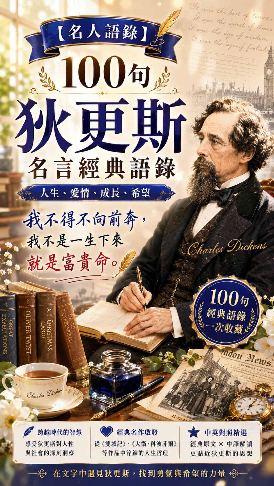 【名人語錄】100句 狄更斯名言經典語錄：我不得不向前奔，我不是一生下來就是富貴命